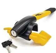 BLOKAUTO 9595 Steering Wheel Lock Anti-Theft Device, Optional Adjustment Pads, Visible Deterrent, Spoke Placement, Push Locking, Universal Car Security