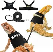 TRECKPET Premium 2Pack Bearded Dragon Leash and Harness Set-Perfect Lizard Leash for Bearded Dragon-Adjustable Bearded Dragon Harness for Secure Walks-Fun Staff and Security Designs