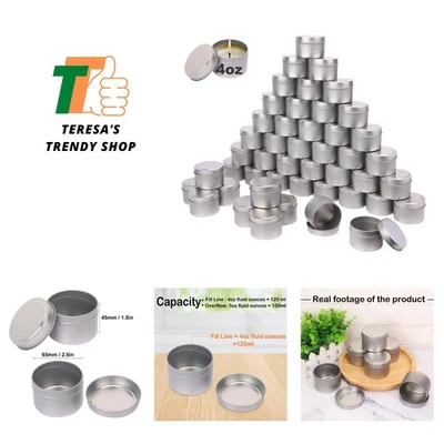Metal Candle Tins with Lids, Round Bulk Metal Candle Jar, Matte Finish, Round...