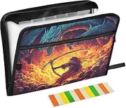 Reaper Dragon Fight Small Accordion File Organizer Waterproof Expanding File Folders with Zipper & Labels Portfolio Folder for Documents