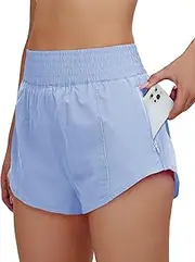 [BMJL] Womens High Waisted Shorts Athletic Running Shorts Gym Quick Dry Shorts with Pockets