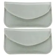 2Pcs Faraday Bags, 6.5" Signal Blocking Pouch Wallet for Car Keys, Silver-white