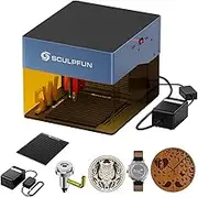 SCULPFUN iCube Pro 5W Mini Laser Engraver with Air Pump and Laser Honeycomb, 0.06mm Precision, 10000mm/min High-Speed Engraving Laser Cutter with Filtering System Temperature Reminder, 130x130mm