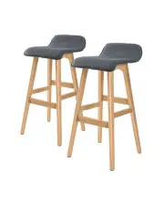 [La Bella] 2 Set Wooden Bar Stool Sophia Dining Chairs 74cm in Grey