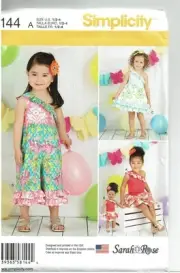 Simplicity 8144 Toddler Dress, Jumpsuit Sewing Pattern *New* Un-cut