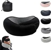 Yonruit Neck Pillow for Traveling，Memory Foam Travel Pillow for Flight Headrest Sleep, Portable Plane Accessories(Black,One Size)