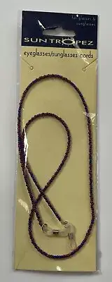 Sun Tropez Blue / Red Beaded Eyeglasses Sunglasses Glasses Grip Cord Ladies NIP