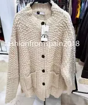 ZARA NEW WOMAN HIGH-NECK KNIT COAT ECRU S,M,L 9598/245/712