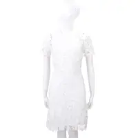 在飛比找Yahoo奇摩購物中心優惠-Vivienne Tam 白色蝴蝶織花蕾絲短袖洋裝