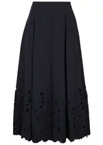 Erdem Floral Cut-work Cotton-blend Midi Skirt - Navy - 10 (UK10 / S) 10 (UK10 / S)