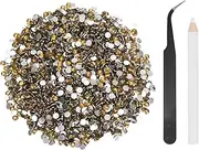 uxcell 4000pcs Flatback Rhinestones Resin, SS16 4mm Resin Rhinestones Bulk Round Shine Gems with Pickup Tools for DIY Nail Art Tumblers Mugs Clothes, Golden Yellow