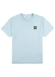 Stone Island Logo Cotton T-shirt - Light Blue L