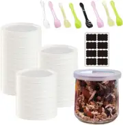 Yogurt Jar Lids for OUI 30PCS Plastic Lids 10 Stickers 8 Spoons