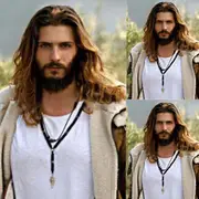 Handsome Brown Natural Medium Length Curly Wig Wavy Hair Cosplay Full Wig For Men