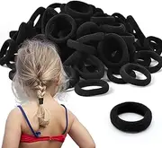 Ondaring 100pcs Baby Hair Ties, Black Elastic Hair Bands Seamless Toddler Kids Hair Accessories, Mini Ponytail Holders for Girls and Kids (Black)