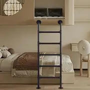 Bunk Bed Ladder for Home Loft 4ft 5ft 6ft 7ft 8ft 9ft, Basement Window Well Egress Ladder with Wall Mount, Black Heavy Duty Universal Climbing Ladders - Customizable Size(270cm/106in)