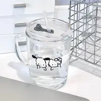 在飛比找ETMall東森購物網優惠-帕恰狗透明玻璃杯凱蒂貓杯子ins高顏值杯子家用玻璃吸管杯帶蓋
