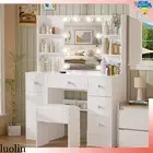Vanity Set with Led Lights Makeup Mirror Desk Dressing Dresser Table with Drawer