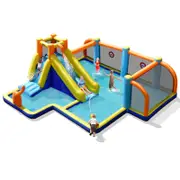 Costway Inflatable Water Slide Bounce Castle Soccer Jumping House Water Park W/Splash Pool (NO Blower)