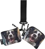 [XYMZR] Galaxy Collie Face Mini Zip Around Wristlet keychain Wallet for Women Personalized Pattern Detachable Dual Pouch Wristlet Portable Wallet Phone Coin Purse, Multi-colored, One Size