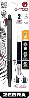 Zebra Pen G-750 Retractable Gel Pen, Black Brass Barrel, Medium Point, 0.7mm, Black Ink, 1-Pack
