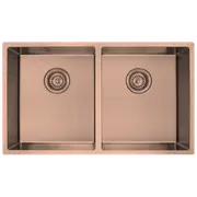 Mondella Copper Double Bowl Rectangular Sink Inset / Undermount