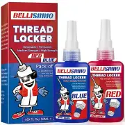 Thread Lock Blue and Red, Medium and Strong Strength Lock Tight Threadlocker,...