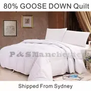 SUPER WARM 80% WHITE GOOSE DOWN Quilt Doona Duvet Single/Double/Queen/King