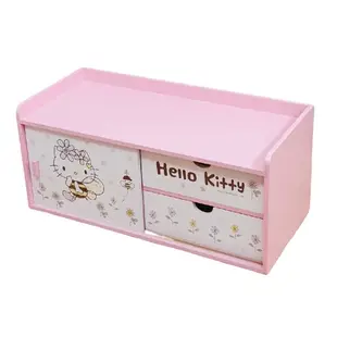 小禮堂 Hello Kitty 木製側拉門收納櫃 (粉蜜蜂款) 4710374-183808