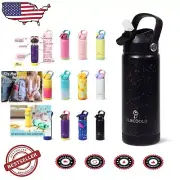 Durable 18oz Stainless Steel Kids Water Bottle with Soft Handle & Silicone Boot