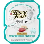 Purina Fancy Feast Petites Cat Food Pate, White Fish & Tuna, Single 2 Servings