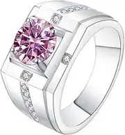 [WAHZAUS] Moissanite Engagement Rings for Men 1CT D Color VVS1 Green/Pink/Blue Moissanite Rings 925 Sterling Silver Diamond Wedding Bands with Certificate