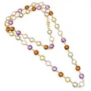 Solid 925 Sterling Silver Colorful Lavish long chain Multi Jewelry necklace