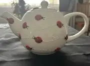 Lang Design Painted By Hand White Red Black Lady Bug Teapot Spring Bugs Decor