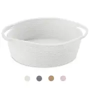 ABenkle Small Woven Storage Basket with Handles - 12"x8"x5", 1 Pack, White