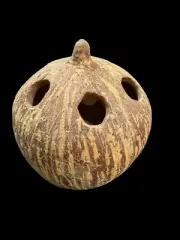 RARE One Of A Kind Artist Signed Clay Pottery Pumpkin Toothbrush Holder