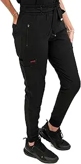 [FUBU] Women's Slim Fit High Waisted Belted Jogger Scrub Pant Medical Nursing Uniform