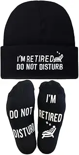 [Awyjcas] I'd Retired DO NOT Disturb,Novelty Fashion Socks Beanie Winter Warm Knit Hat,Funny Socks for Men Women Multicolor, Multicolor, One Size