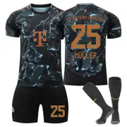 Beakey Bayern Away MULLER #25 Soccer Jersey for Kids Adult 3 Pcs Outfits