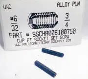 #6-32x3/4 Hex Socket Set Screws Cup Point Alloy Steel (250)