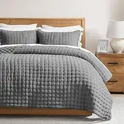 WDCOZY Dark Grey Queen Size Quilt Bedding Sets with Pillow Shams, Deep Lightweight Bedspread Coverlet, Quilted Blanket Thin Comforter Bed Cover, All Season Summer Spring, 3 Pieces, 90x90 inches