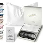 SUNDAYSILKS™ Mulberry Silk Pillowcase Set of 2, Queen Size, Midnight Black Si...
