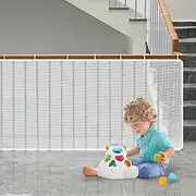 Children's Safety Net, Baby Balcony Railing, Staircase Safety Net, Raised Durable Stair Protective Net, Stair Railing, Fence, Mesh Protective Net for Children, Pets (White, S (300 x 90 cm))