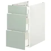 ENHET base cb w 3 drawers, white/pale grey-green, 40x62x75 cm