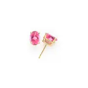 14k Yellow Gold 8x6mm Oval Pink Tourmaline earring