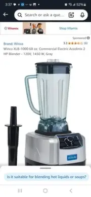 XLB-1000 68 oz. Commercial Electric Accelmix 2 HP Blender - 120V, 1450 W, Gray