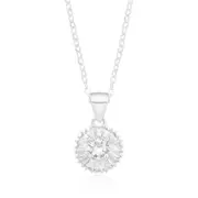Zamel's Sterling Silver Baguette & Round White Cubic Zirconia Pendant Jewellery