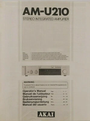 Akai AM-U210 - Integrated Stereo Amplifier Operating Instruction - USER MANUAL
