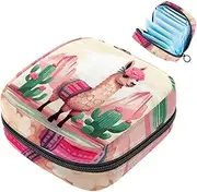 Period Bag,Sanitary Napkin Storage Bag,Alpaca Llama with Cacti Cactus,Tampon Holder for Purse