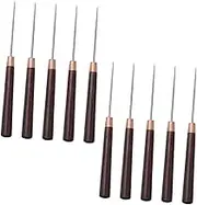 COHEALI 10pcs Solid Wooden Handle Scratch Awls Stitching Tools for Sewing Drilling